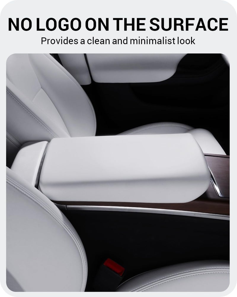 Basenor Upgraded Tesla Model S Model X Center Console Cover Non-Slip TPE Armrest Cover [No Logo] Protector Armrest [Proprietary Design] 2021-2026 Tesla Interior Accessories White - Image 5